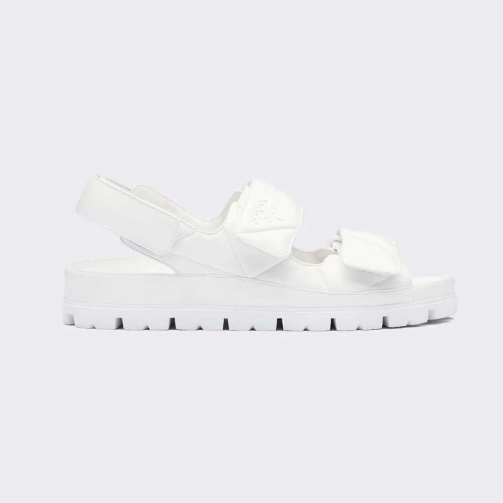 Prada Padded Nappa Leather Sandals for Women in White