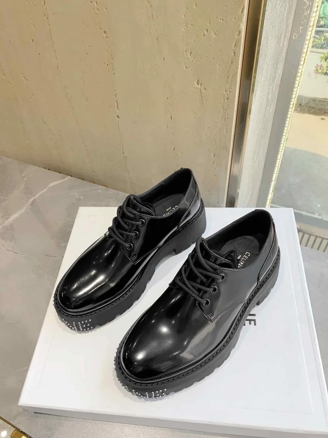 Celine Bulky Derby With Studded Outsole Black .38NO Celine Bulky Derby With Studded Outsole Black .38NO