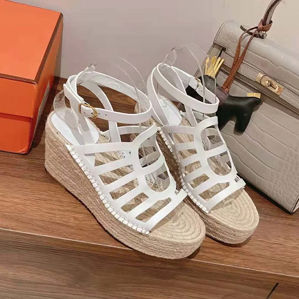 Hermes Catalya Espadrille in Calfskin with “Chaine D'Ancre” Motif for Women in White Hermes Catalya Espadrille in Calfskin with “Chaine D'Ancre” Motif for Women in White