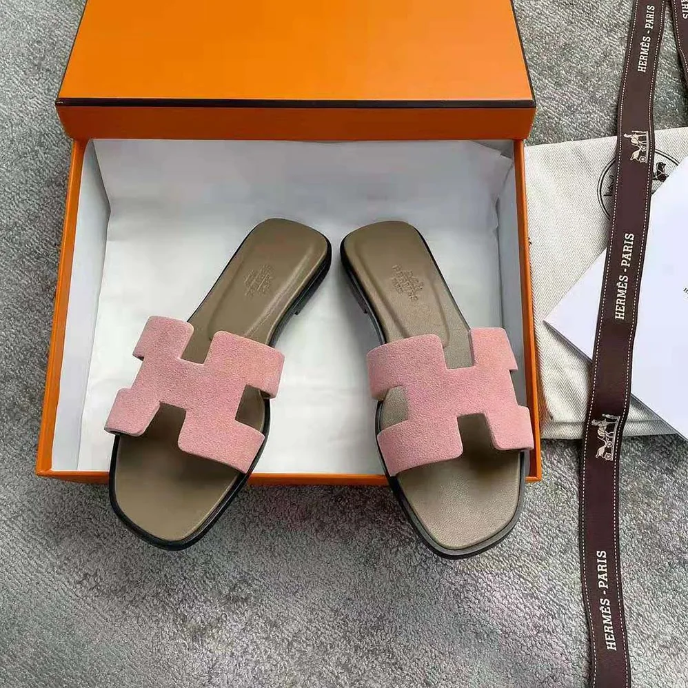 Hermes Oran Sandal in Suede Goatskin for Women in Rose Hermes Oran Sandal in Suede Goatskin for Women in Rose