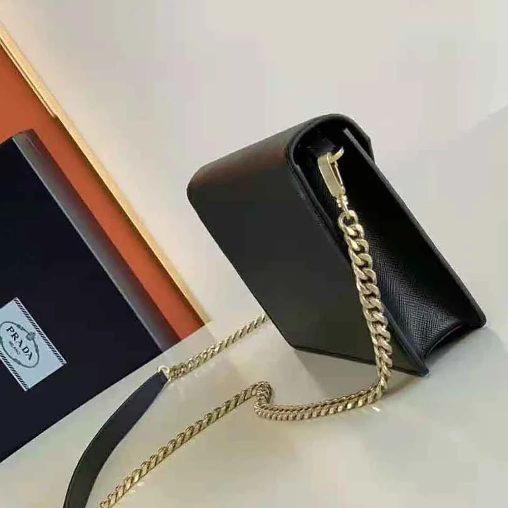 Prada Saffiano Leather Shoulder Bag for Women in Black Prada Saffiano Leather Shoulder Bag for Women in Black