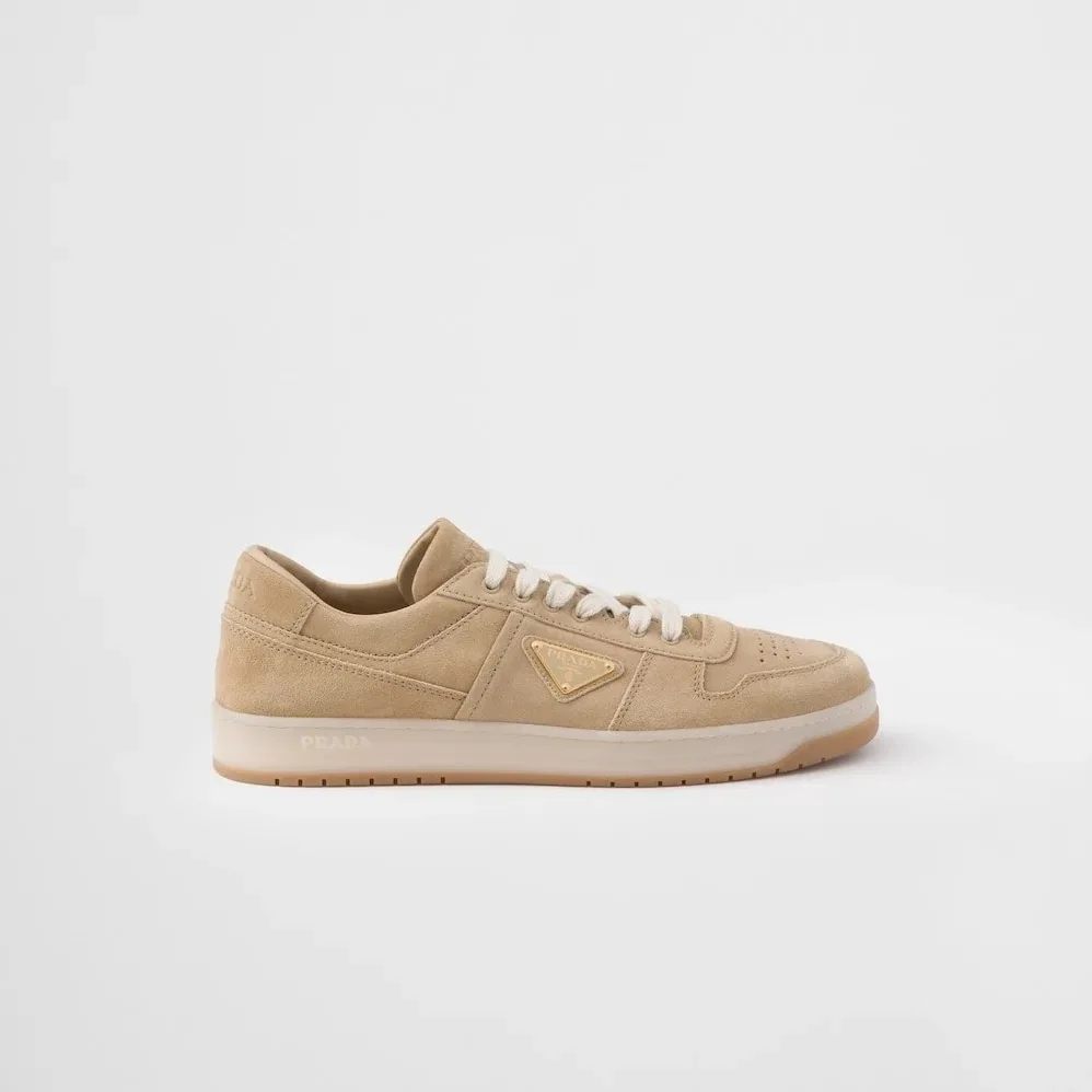 Prada Downtown Delavé Suede Sneakers Ecru 2EE364_Z5O_F0379_F_D002