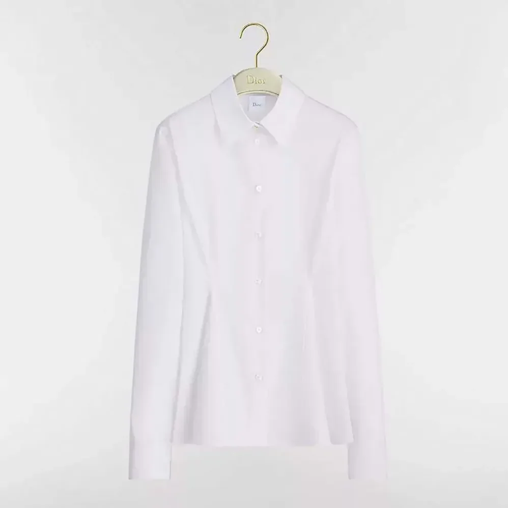 Dior Peplum Blouse White Cotton Poplin for Women