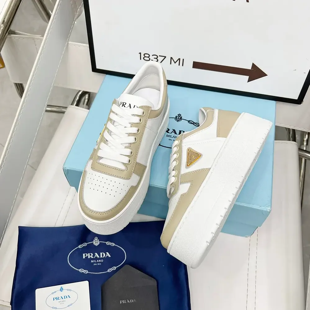 Prada Downtown Bold Leather Sneakers for Women