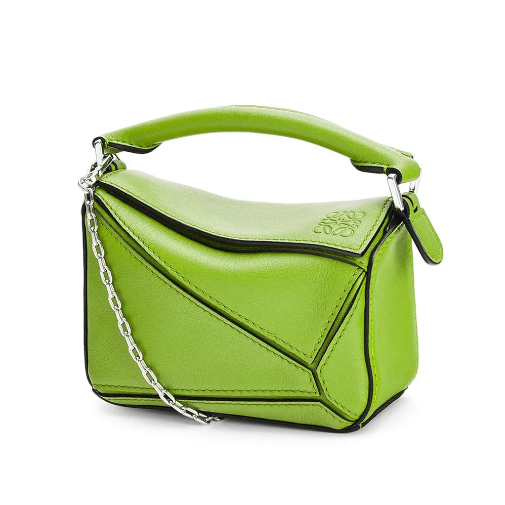 Loewe Nano Puzzle Bag in Classic Calfskin for Women in Lime Loewe Nano Puzzle Bag in Classic Calfskin for Women in Lime