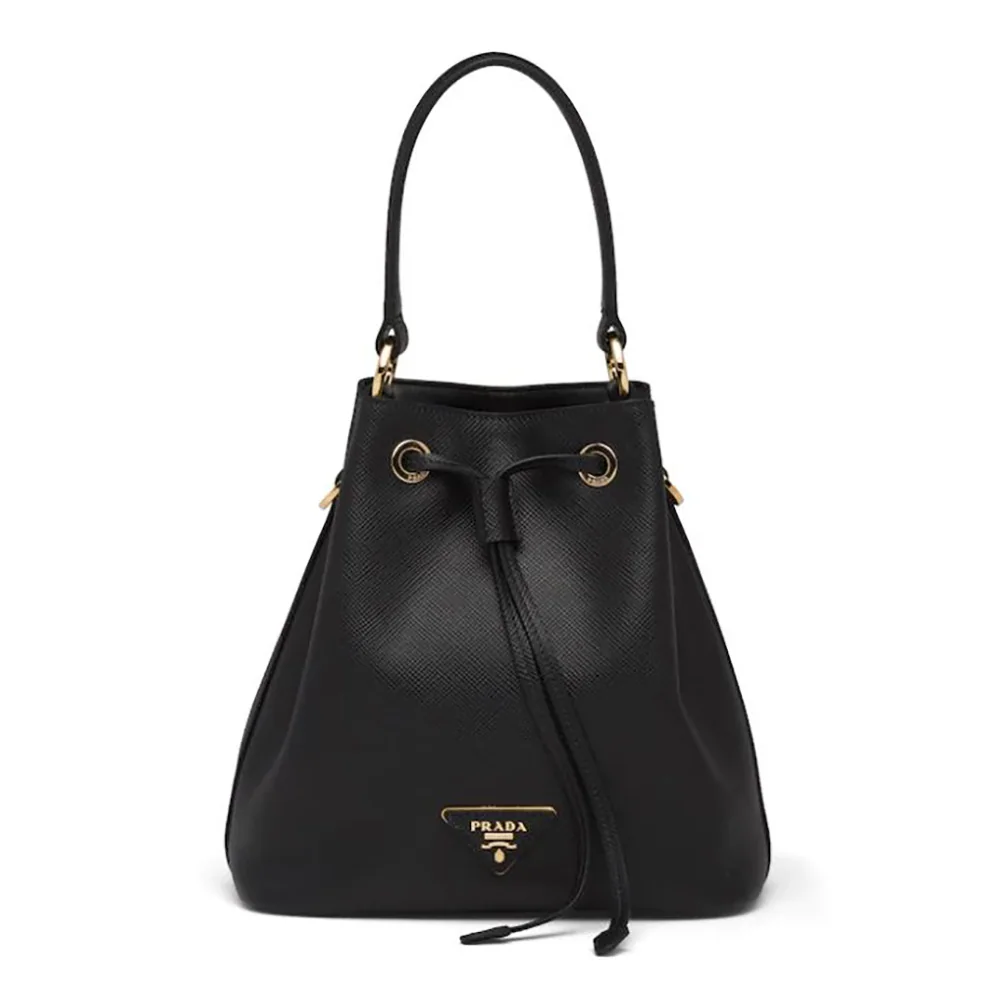 Prada Saffiano Leather Bucket Bag for Women in Black