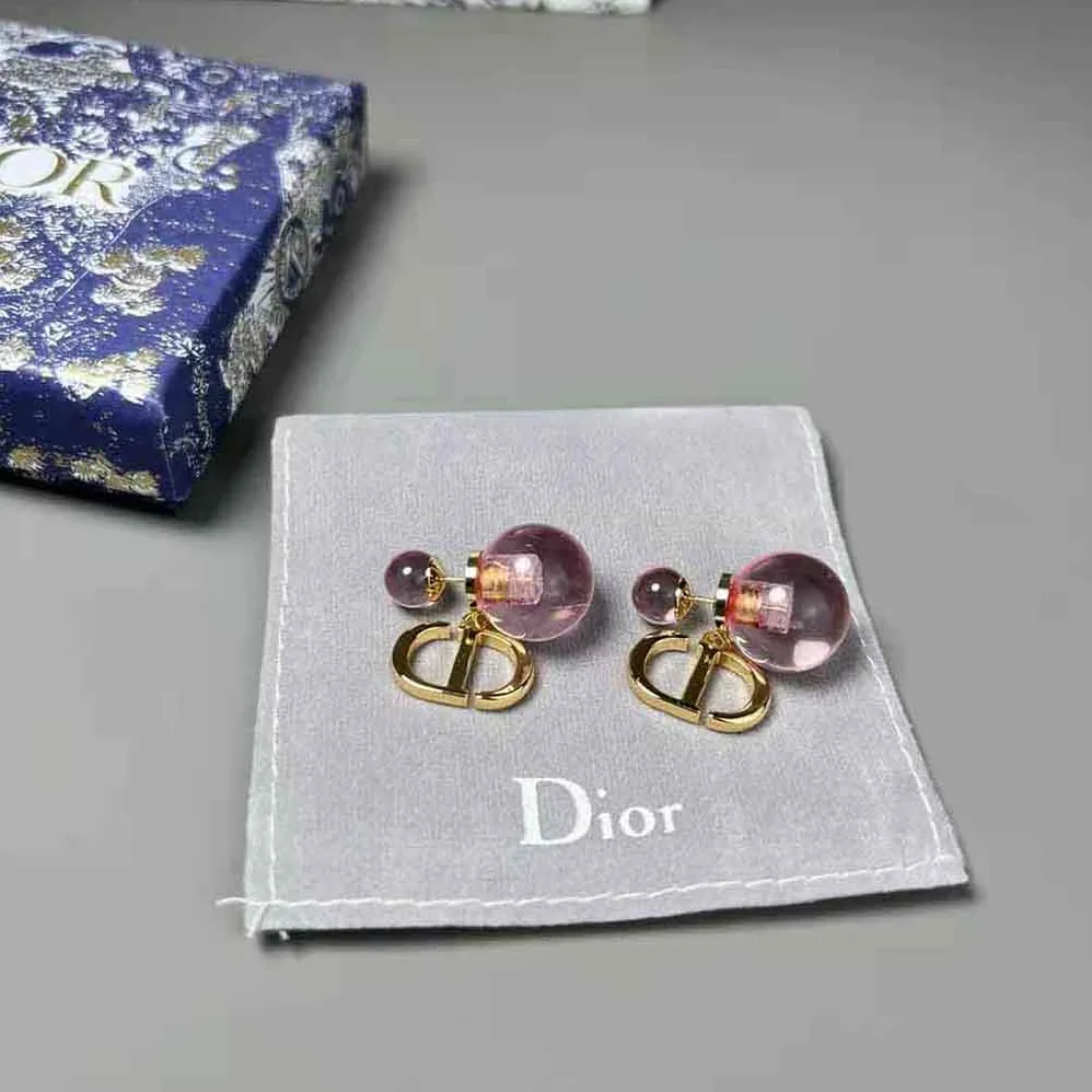Dior Tribales Earrings Gold-Finish Metal and Light Pink Transparent Resin Pearls for Women Dior Tribales Earrings Gold-Finish Metal and Light Pink Transparent Resin Pearls for Women