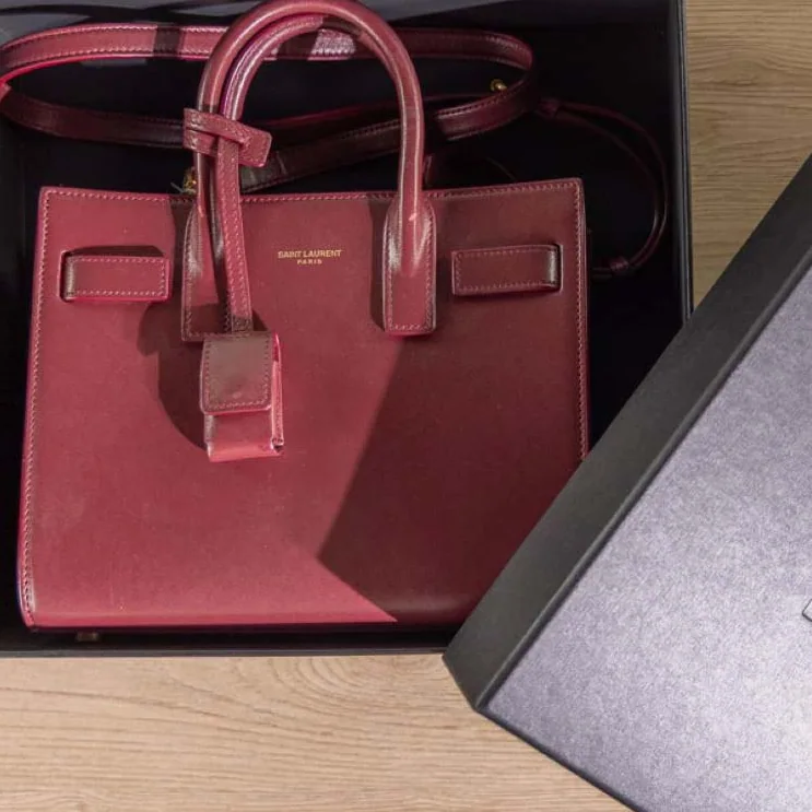 Saint Laurent YSL Sac De Jour in Smooth Leather for Women in Burgundy Saint Laurent YSL Sac De Jour in Smooth Leather for Women in Burgundy