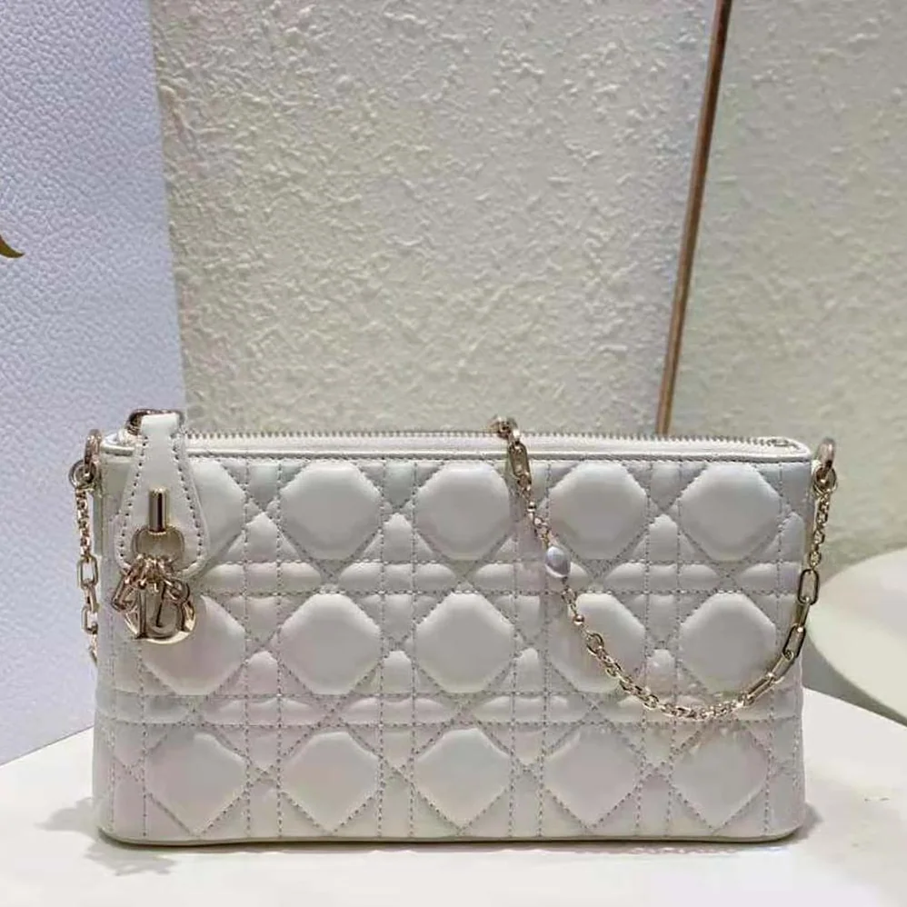 Dior Miss Dior Dior Midi Mini Bag White Cannage Lambskin for Women