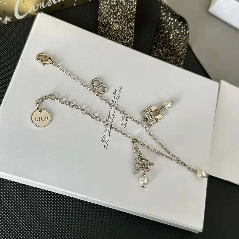 Dior Plan De Paris Bracelet Gold-Finish Metal and White Resin Pearls for Women