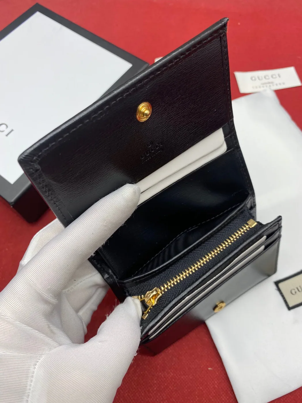 Gucci Horsebit 1955 Card Case Wallet Black Wallet / GG for Women Gucci Horsebit 1955 Card Case Wallet Black Wallet / GG for Women