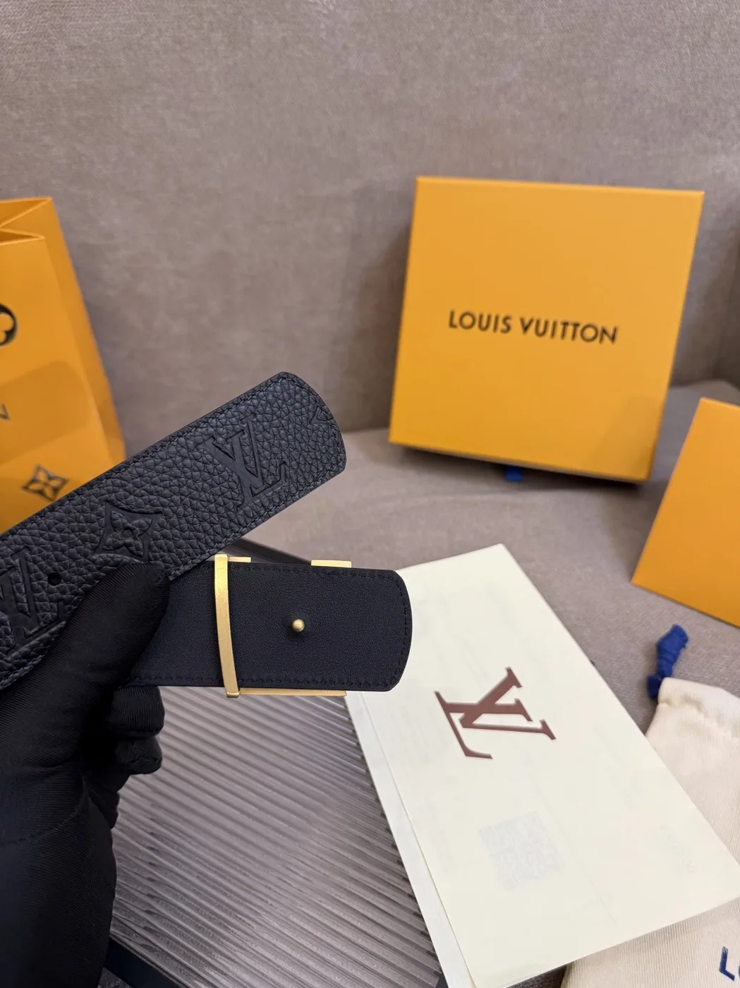 Louis Vuitton LV Initiales Monogram Belt Black With Gold Buckle Louis Vuitton LV Initiales Monogram Belt Black With Gold Buckle