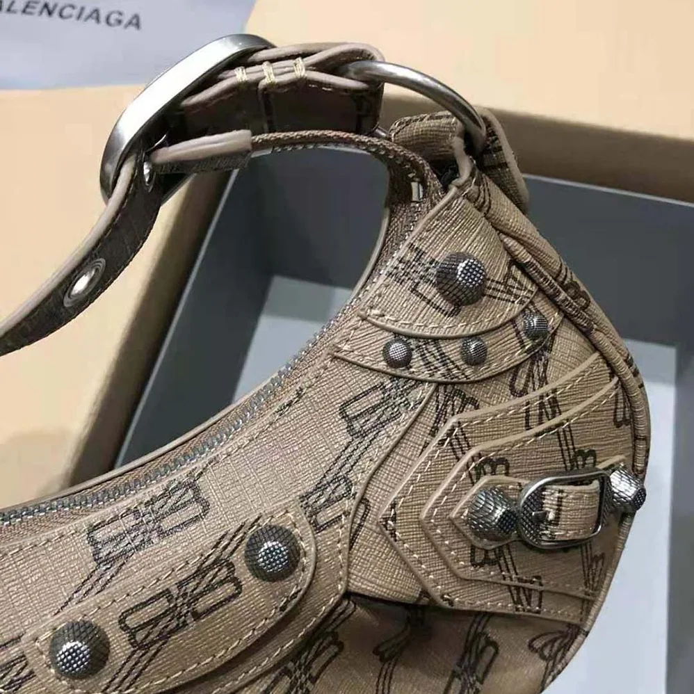 Balenciaga Le Cagole Mini Bag with Chain BB Monogram Coated Canvas in Beige for Women