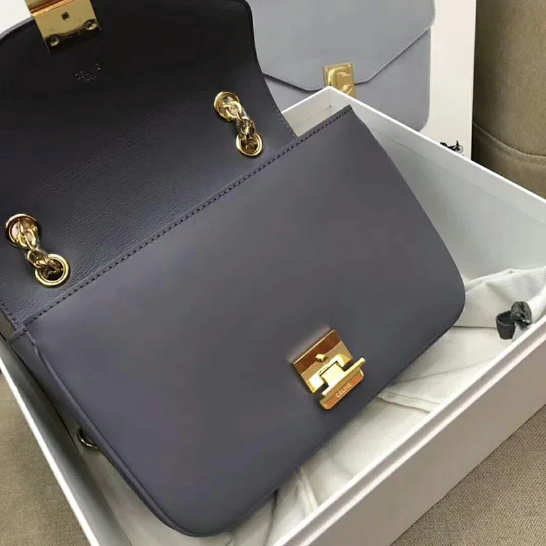 Celine Medium C Bag in Shiny Calfskin for Women in Silver