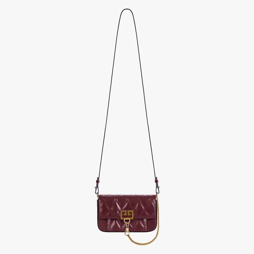 Givenchy Mini Pocket Bag in Diamond Quilted Leather for Women in Maroon Givenchy Mini Pocket Bag in Diamond Quilted Leather for Women in Maroon
