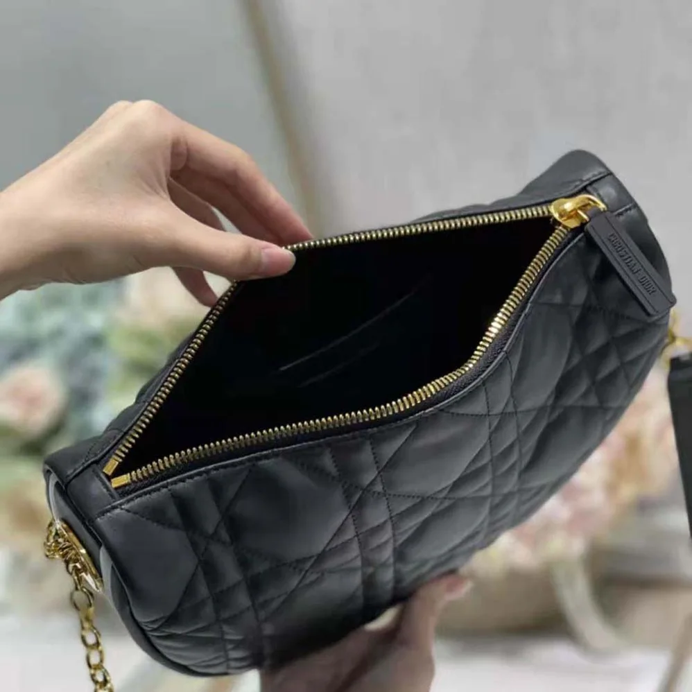 Dior Medium Dior Vibe Hobo Bag Black Cannage Lambskin for Women Dior Medium Dior Vibe Hobo Bag Black Cannage Lambskin for Women