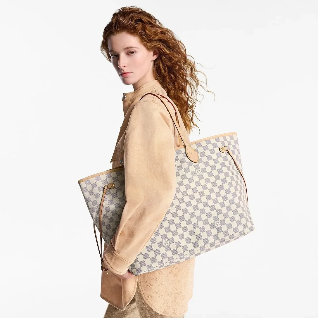 Louis Vuitton Neverfull GM Tote Bag / Rose Ballerine Pink Damier Azur Gold Hardware Louis Vuitton Neverfull GM Tote Bag / Rose Ballerine Pink Damier Azur Gold Hardware