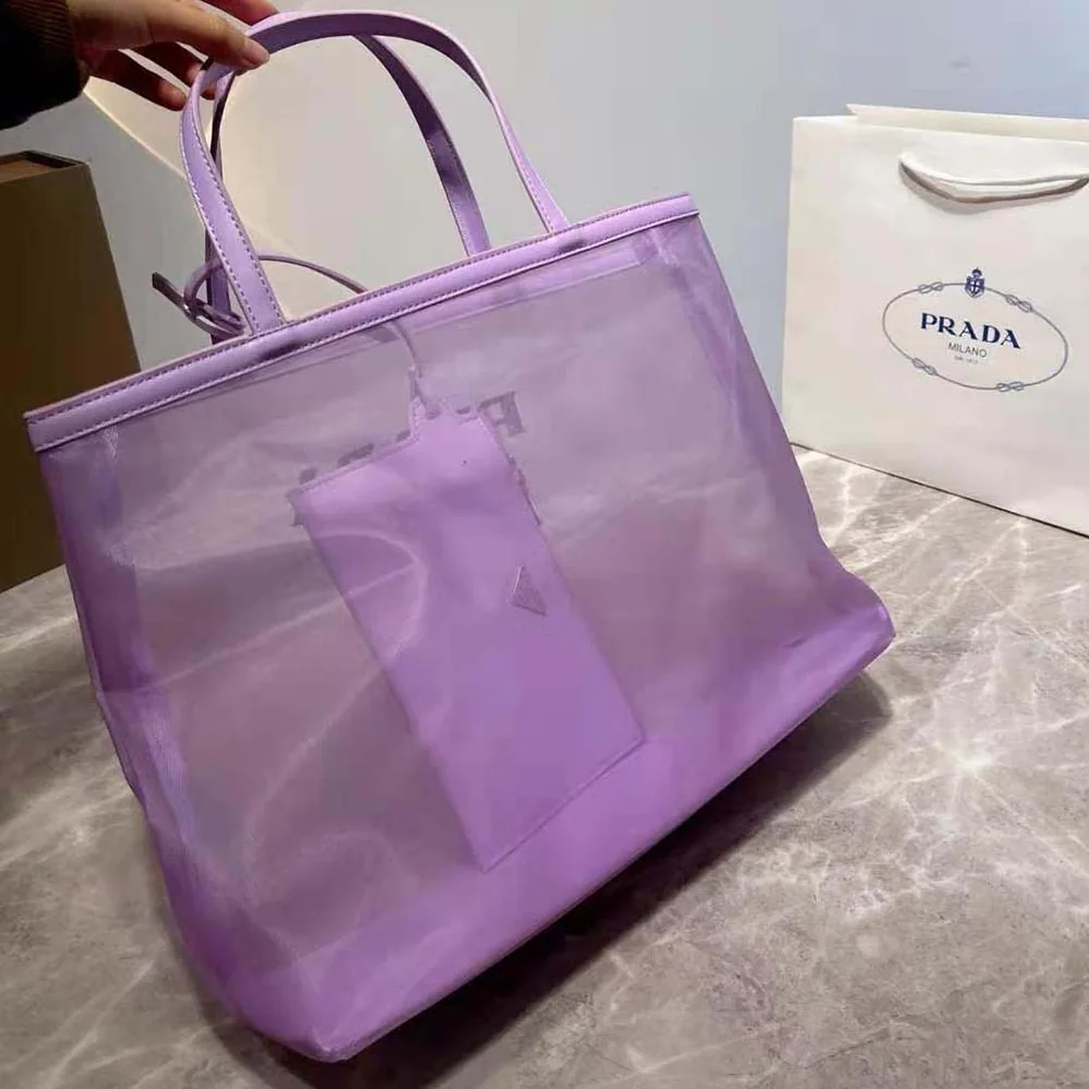 Prada Sequined Mesh Tote Bag for Women in Purple Prada Sequined Mesh Tote Bag for Women in Purple