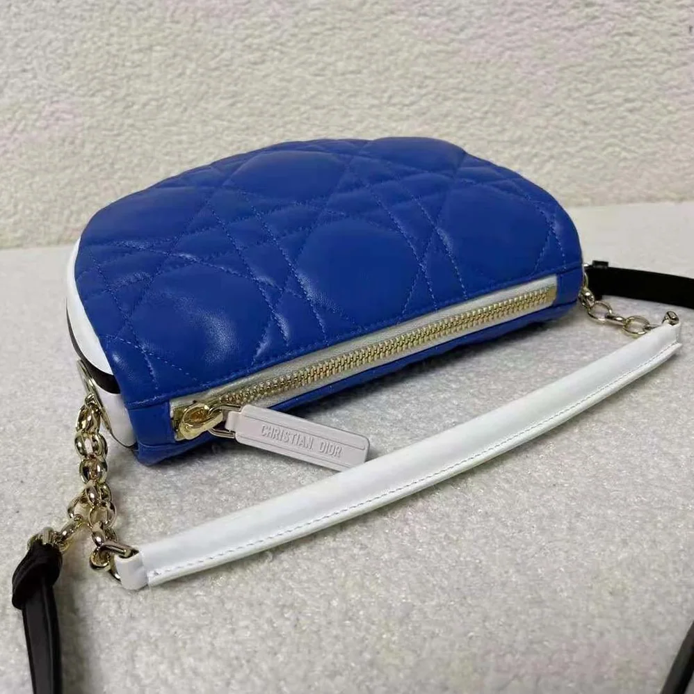 Dior Small Dior Vibe Hobo Bag Fluorescent Blue Macrocannage Lambskin for Women