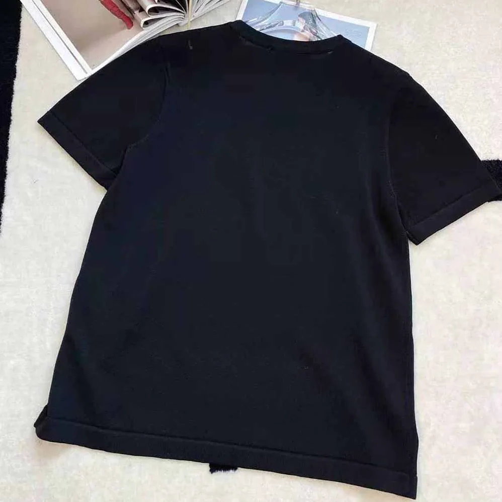 Dior J adior 8 T-Shirt Black Cotton Jersey and Linen for Women