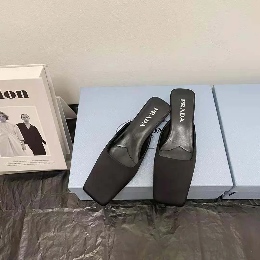 Prada Satin Mules for Women in Black