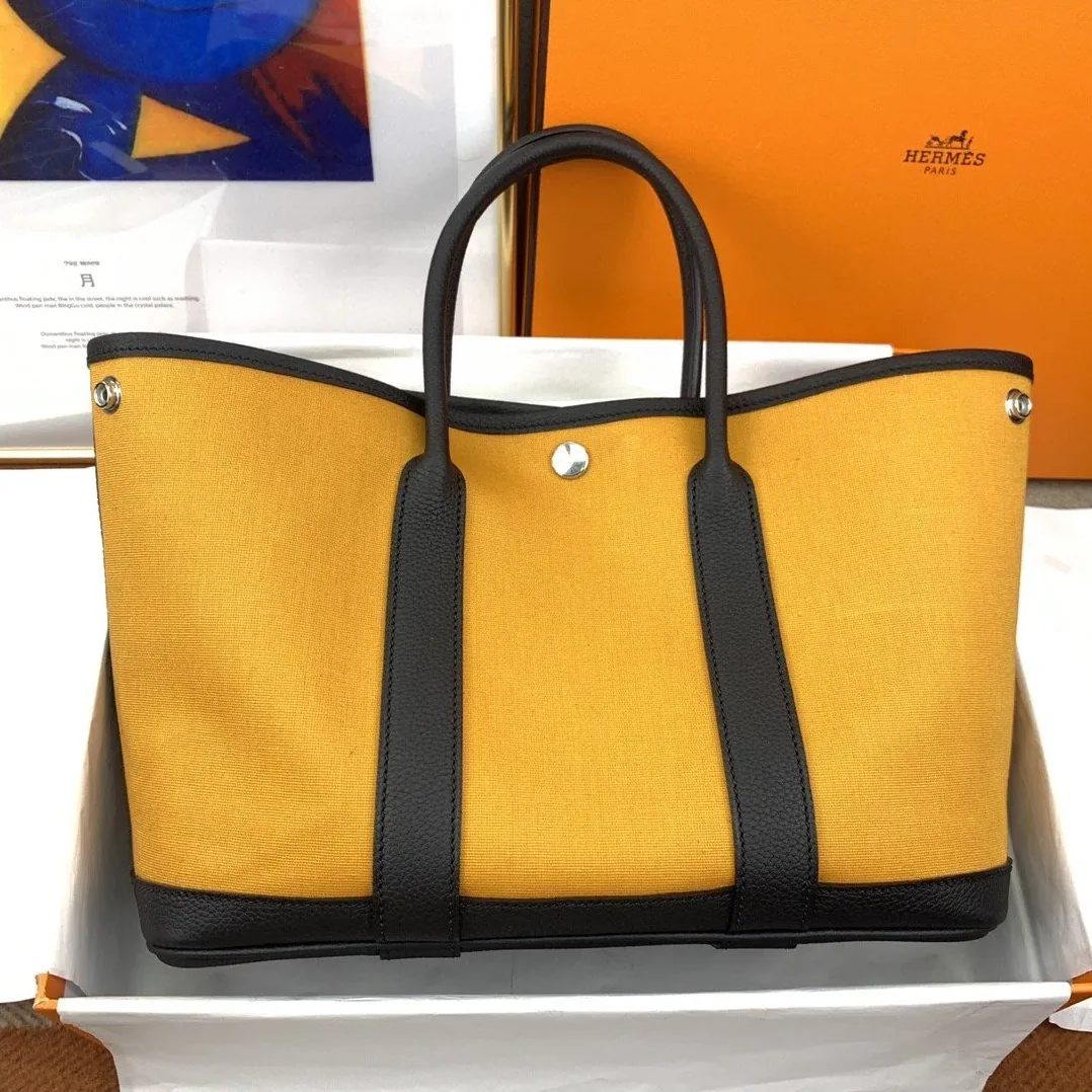 Hermes Garden Party 36 Canvas Tote Bag Yellow in Black Hermes Garden Party 36 Canvas Tote Bag Yellow in Black