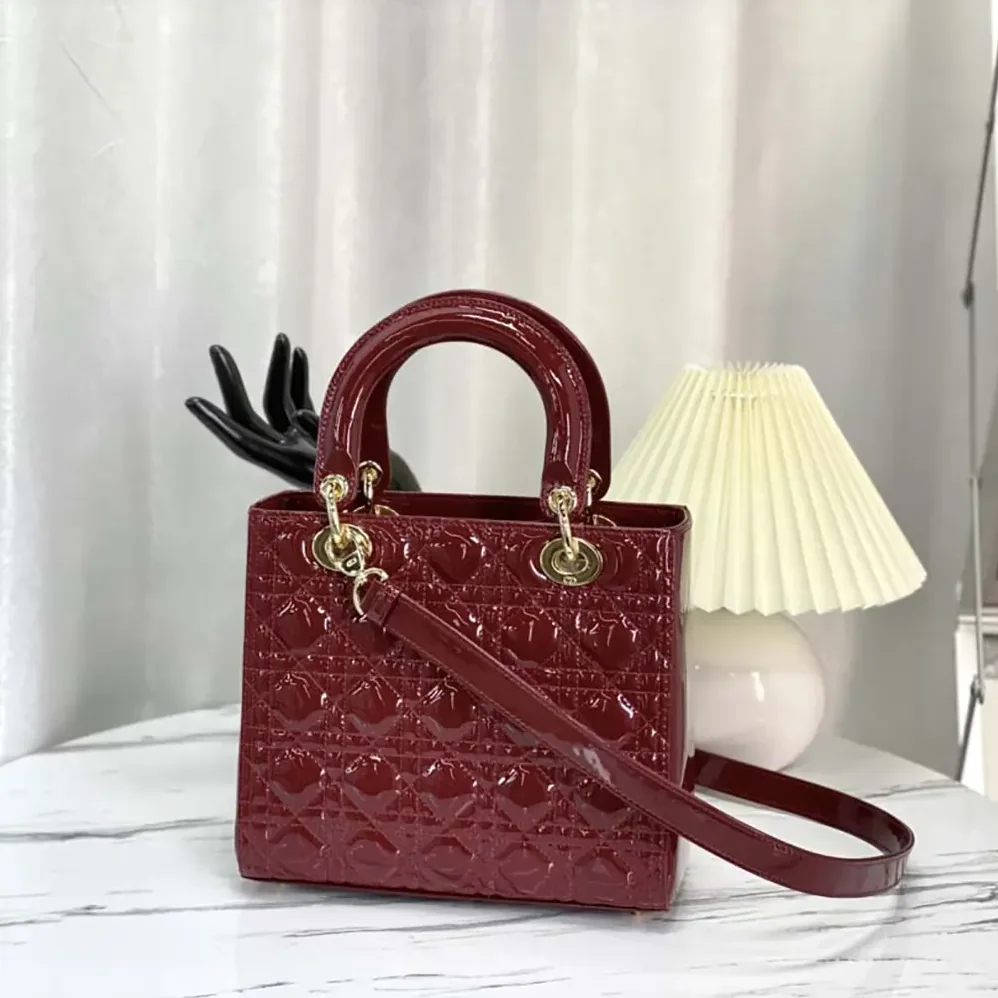 Dior Medium Lady Dior Bag Cherry Red Patent Cannage Calfskin for Women Dior Medium Lady Dior Bag Cherry Red Patent Cannage Calfskin for Women