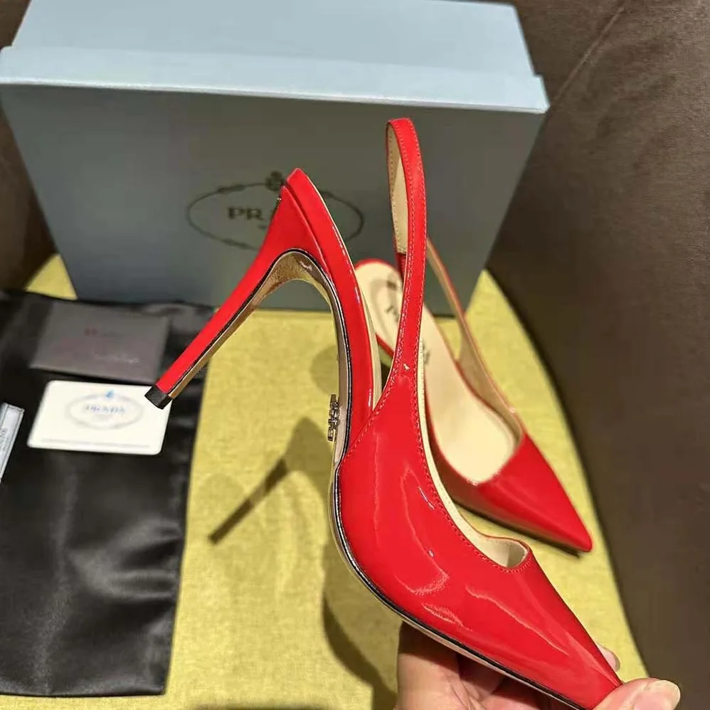 Prada Patent Leather Slingbacks for Women in Red Prada Patent Leather Slingbacks for Women in Red