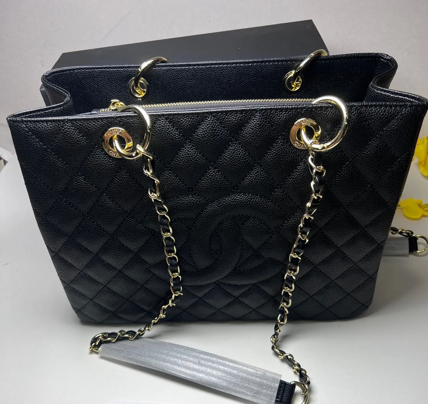 Chanel Classic Large Tote Bag in Black Gold Hardware