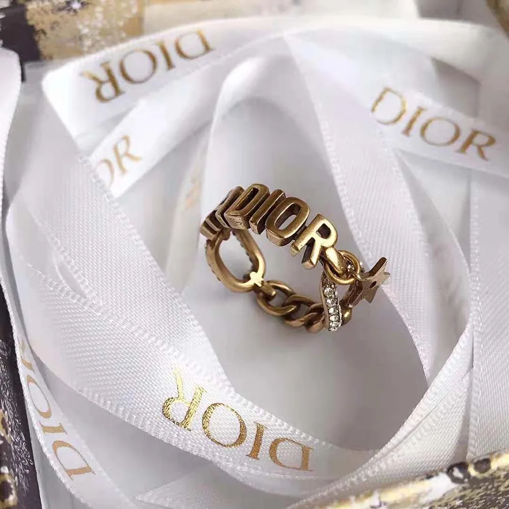 Dior J'Adior Ring Antique Gold-Finish Metal and White Crystals for Women Dior J'Adior Ring Antique Gold-Finish Metal and White Crystals for Women