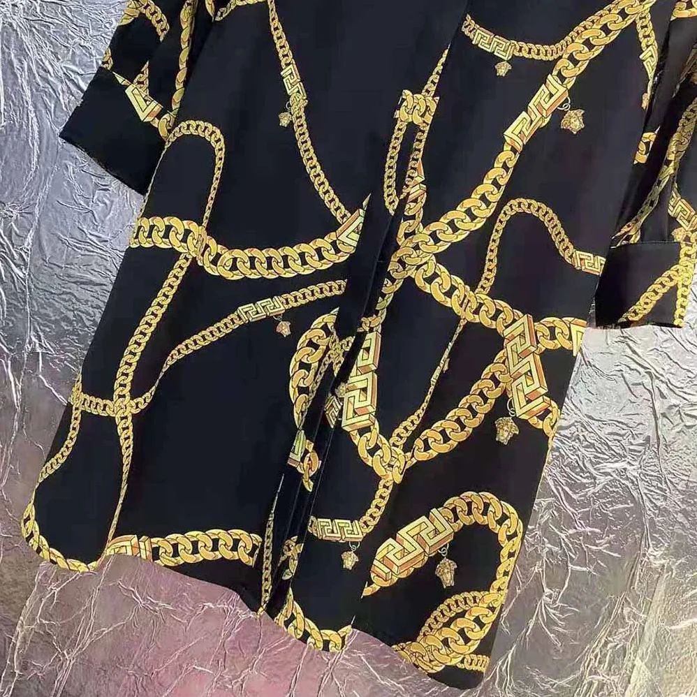 Versace Greca Chain Midi Dress for Women in Black Versace Greca Chain Midi Dress for Women in Black