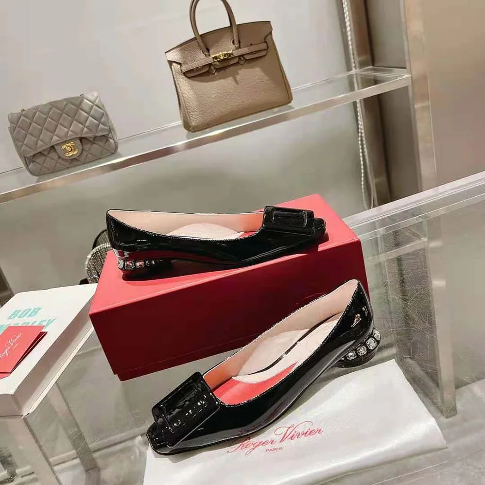 Roger Vivier Strass Heel Covered Buckle Ballerinas in Nappa Leather for Women in Black Roger Vivier Strass Heel Covered Buckle Ballerinas in Nappa Leather for Women in Black