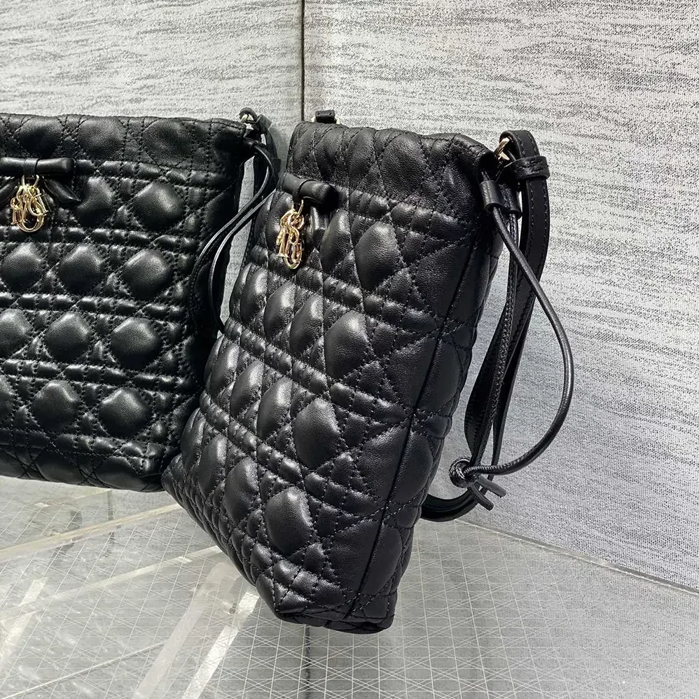 Dior Adiorable Mini Bucket Bag Black Cannage Lambskin for Women Dior Adiorable Mini Bucket Bag Black Cannage Lambskin for Women