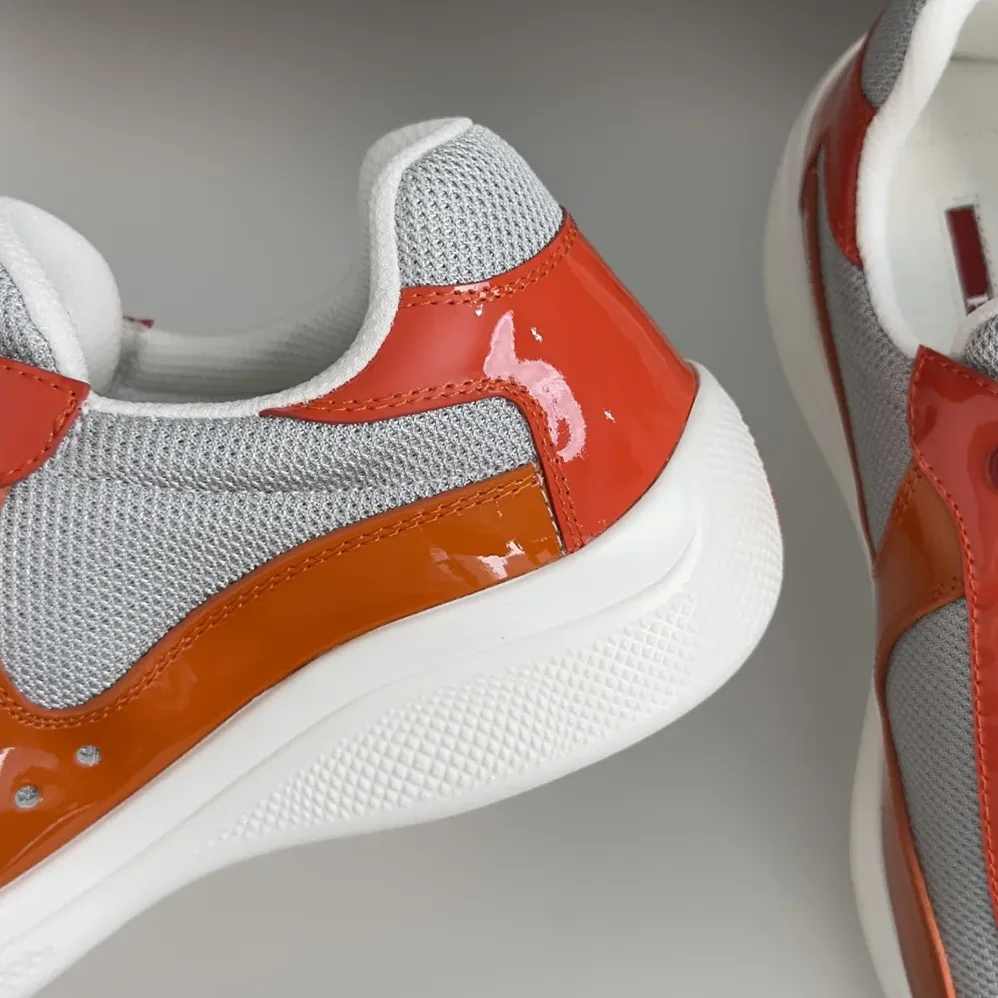 Prada Patent Leather And Technical Fabric Prada America'S Cup Sneakers for Unisex in Orange