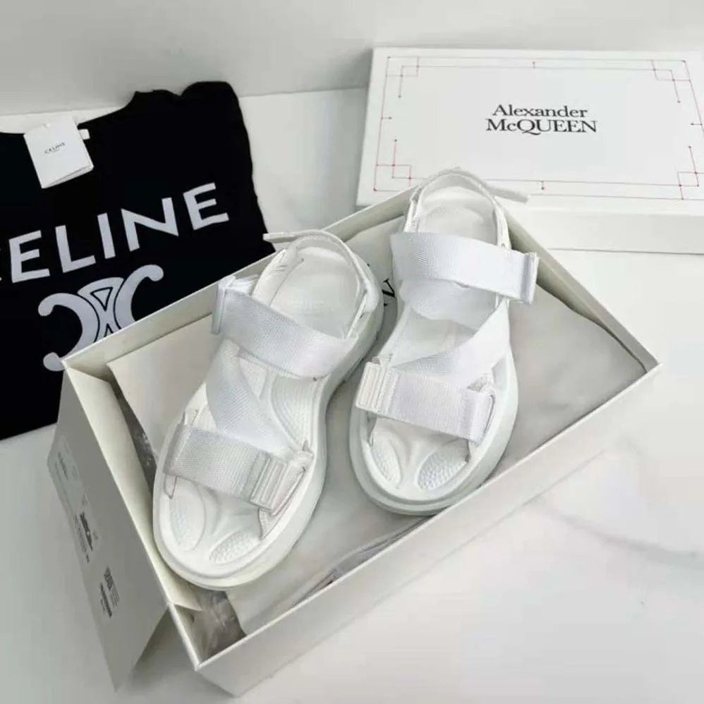 Alexander Mcqueen Tread Sandal in Ivory for Women in White Alexander Mcqueen Tread Sandal in Ivory for Women in White