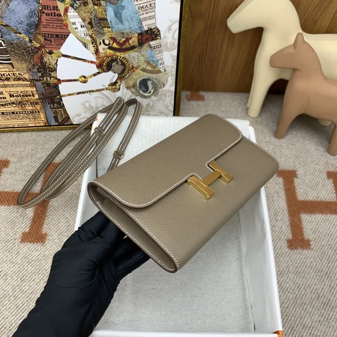Hermes Constance Long Togo Wallet Brown, Gold Toned Hardware Bag