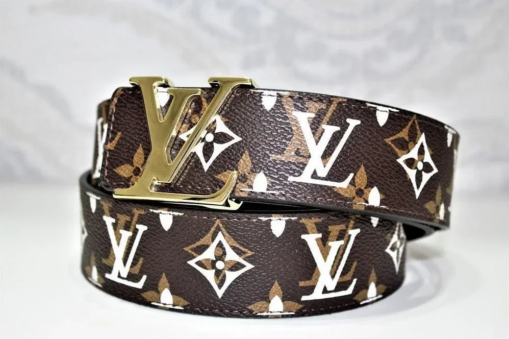 New Brown Monogram style Leather Belt Amazing