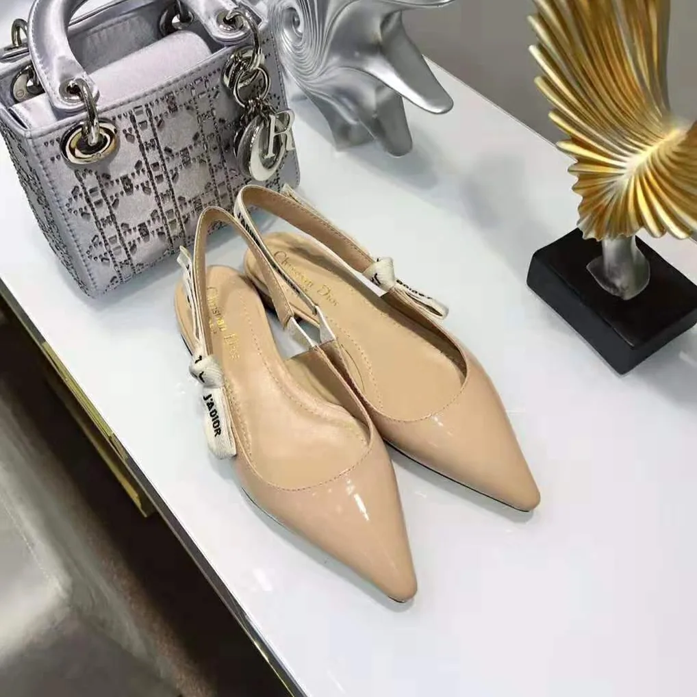 Dior J'adior Patent Calfskin Ballet Pump in 1cm Heel for Women in Sandy