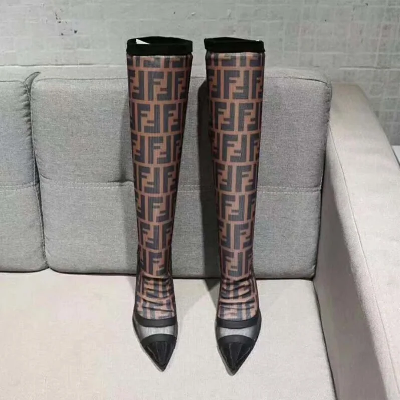 Fendi Shoes Black Technical Mesh Boots for Women Fendi Shoes Black Technical Mesh Boots for Women