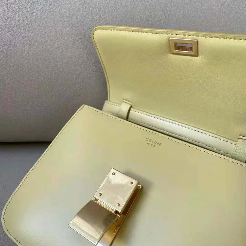 Celine Teen Classic Bag in Box Calfskin for Women in Yellow Celine Teen Classic Bag in Box Calfskin for Women in Yellow