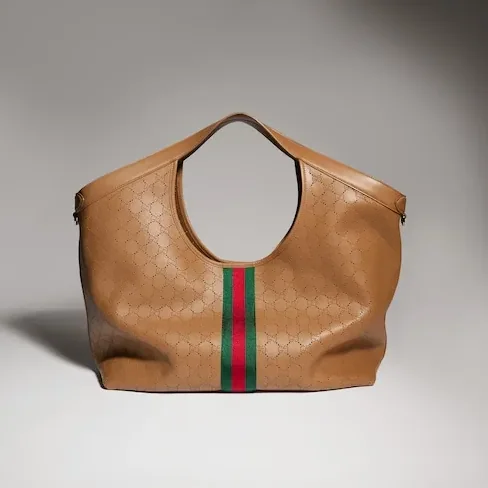 Gucci Giglio Large Tote Bag in Dark Beige Gold Hardware