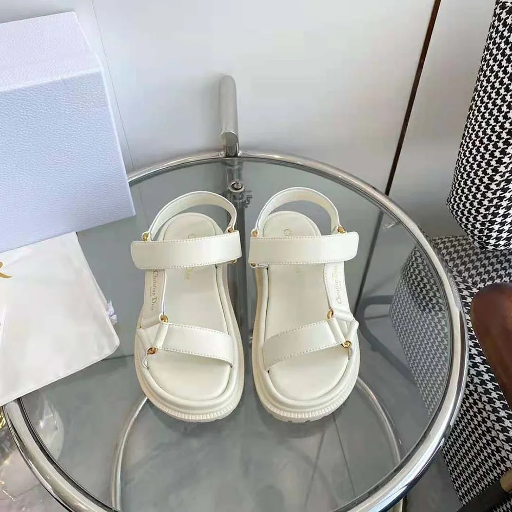 Dior D for Women in Wave Sandal White Lambskin Dior D for Women in Wave Sandal White Lambskin