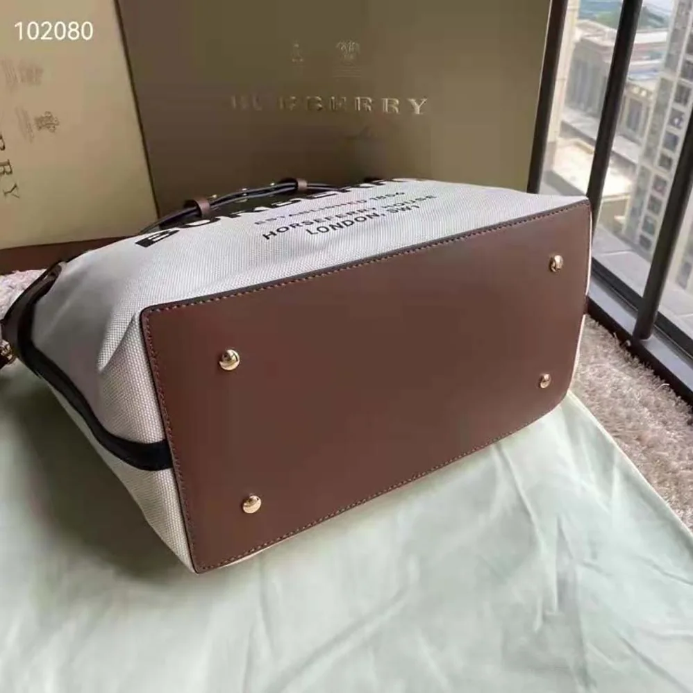 Burberry Horseferry Soft Cotton Canvas Belt Tote Bag for Women Burberry Horseferry Soft Cotton Canvas Belt Tote Bag for Women