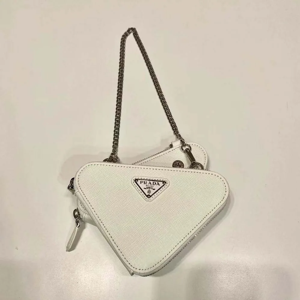 Prada Saffiano Leather Mini Pouch for Unisex in White Prada Saffiano Leather Mini Pouch for Unisex in White