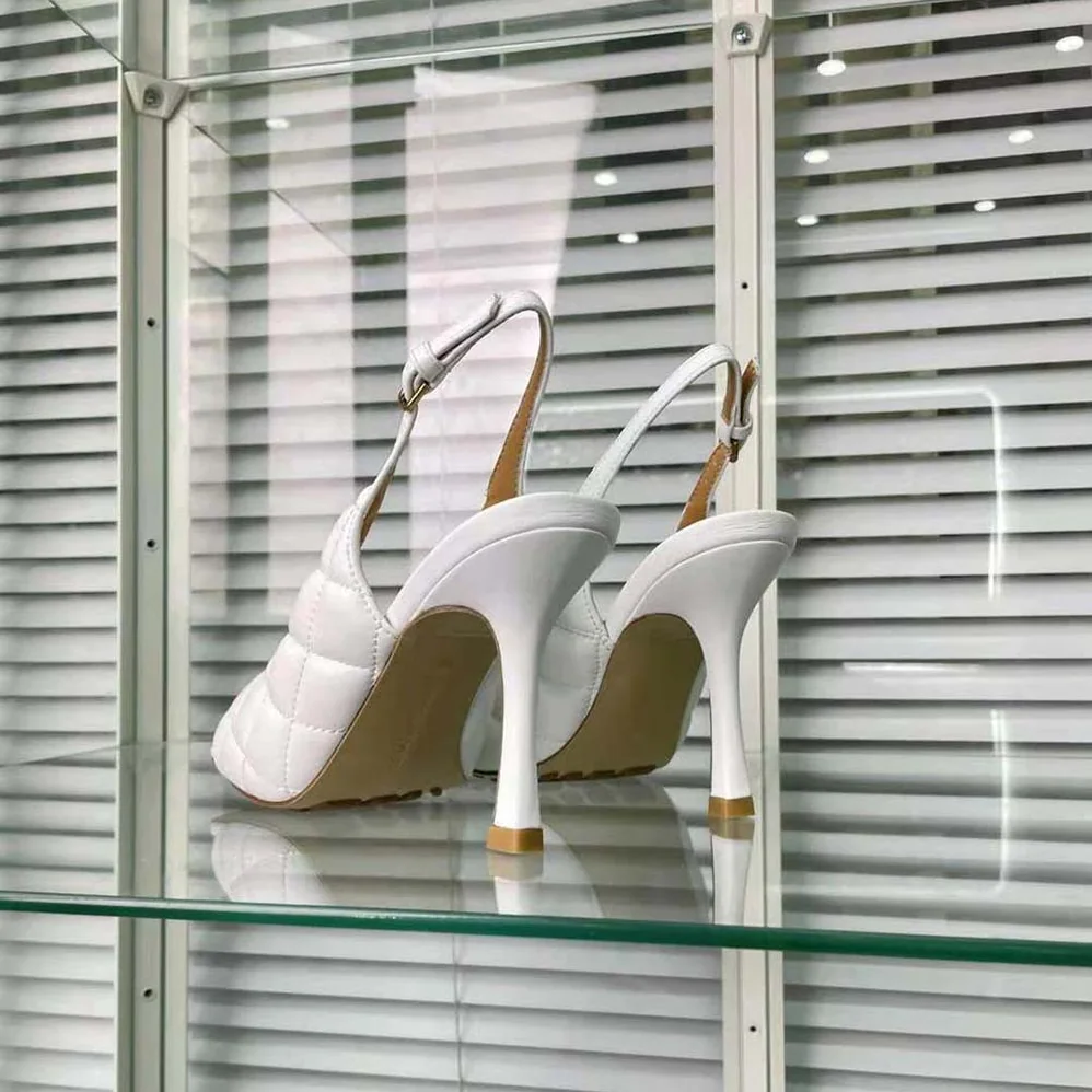 Bottega Veneta Padded Slingback Sandal in 9 cm Heel Height for Women in White