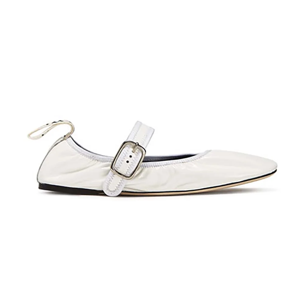 Loewe Babies Ballerina in Calfskin Leather with Loewe Jacquard Grosgrain Detail for Women in White Loewe Babies Ballerina in Calfskin Leather with Loewe Jacquard Grosgrain Detail for Women in White