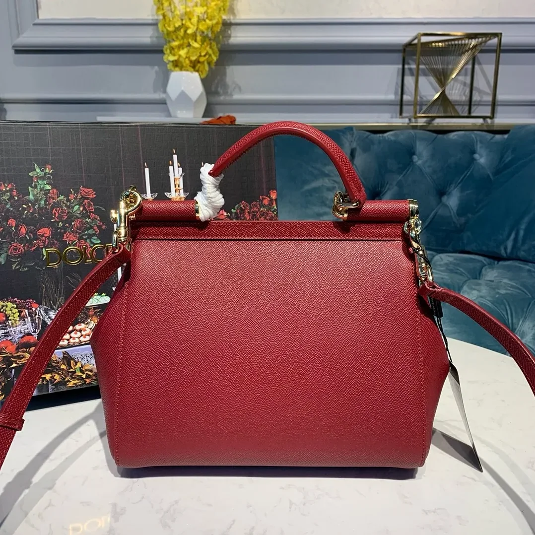 Dolce & Gabbana Small Sicily Bag In Dauphine Red / DG