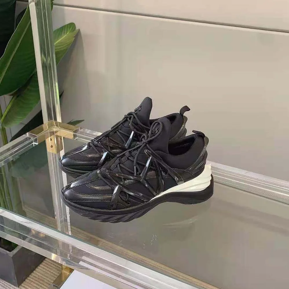 Jimmy Choo Cosmos/F Black Leather and Neoprene Low for Women in Top Trainers