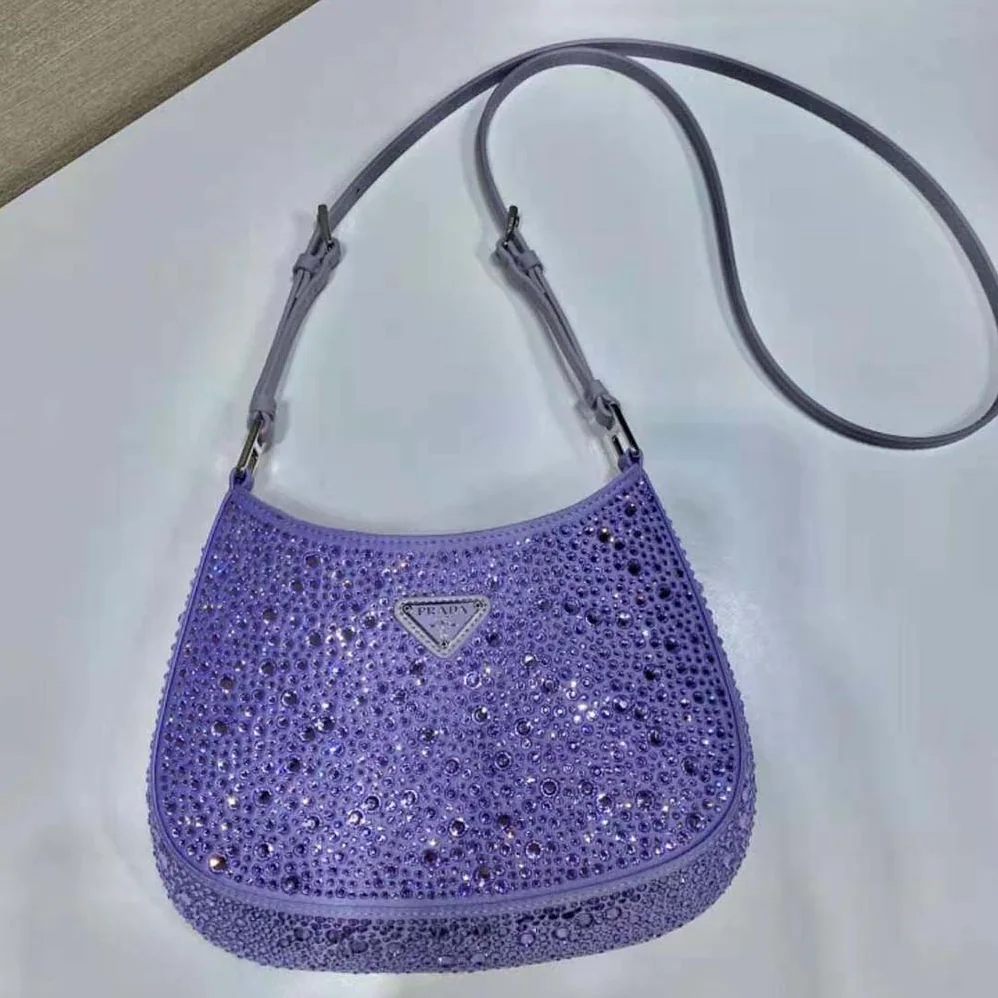 Prada Cleo Satin Bag with Appliques for Women in Purple