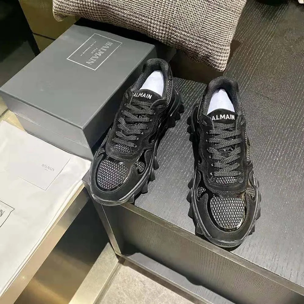 Balmain B-East Trainer in Leather Suede and Mesh for Unisex in Black